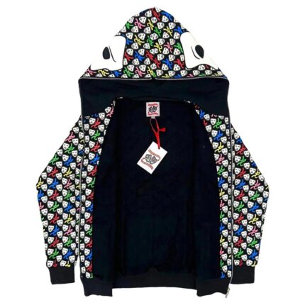 1st All Over Print Glow-in-the-Dark White Leather Mask Hoodie