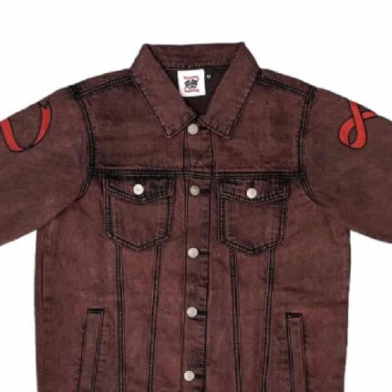 Stone Wash Denim Jacket – Red