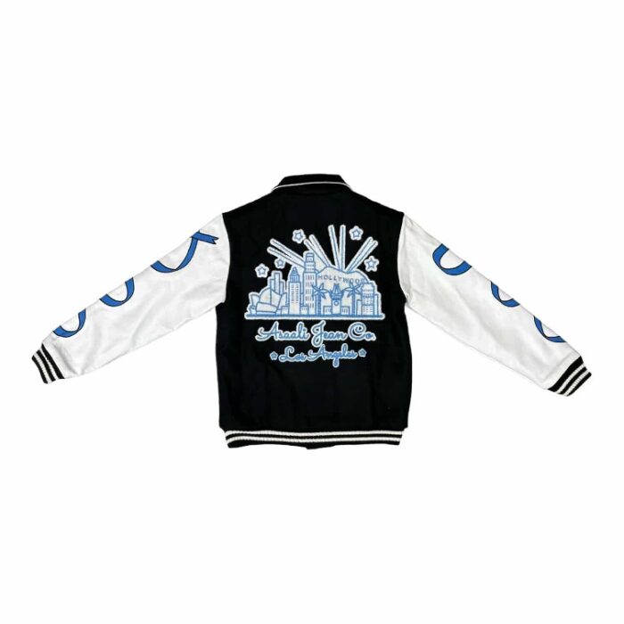 Ribbon Varsity Jacket – Blue