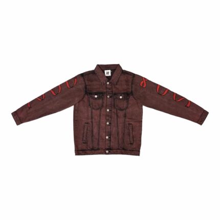 Stone Wash Denim Jacket – Red