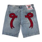 Denim Ribbon Shorts Red
